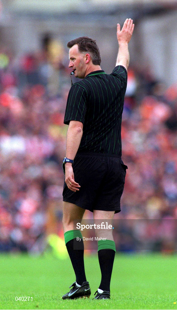 16 July 2000; Referee Jimmy White during the Ulster Minor Football Championship Final between Derry and Tyrone at at St Tiernach's Park in Clones, Monaghan. Photo by David Maher/Sportsfile