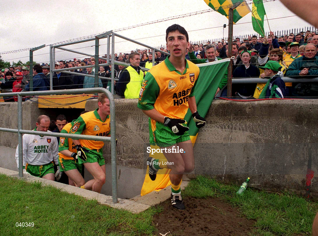 11 June 2000; Michael Hegarty of Donegal runs out prior to the Bank of Ireland Ulster Senior Football Championship Quarter-Final match between Donegal and Fermanagh at MacCumhail Park in Ballybofey, Donegal. Photo by Ray Lohan/Sportsfile