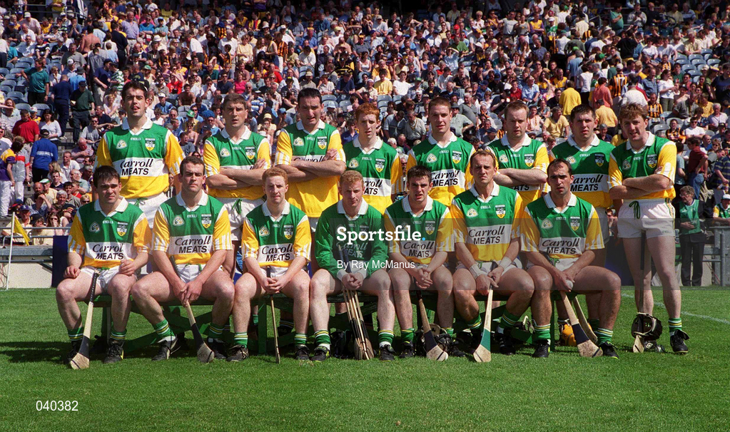 18 June 2000; The Offaly team prior to the Guinness Leinster Senior Hurling Championship Semi-Final match between Offaly and Wexford at Croke Park in Dublin. Photo by Ray McManus/Sportsfile