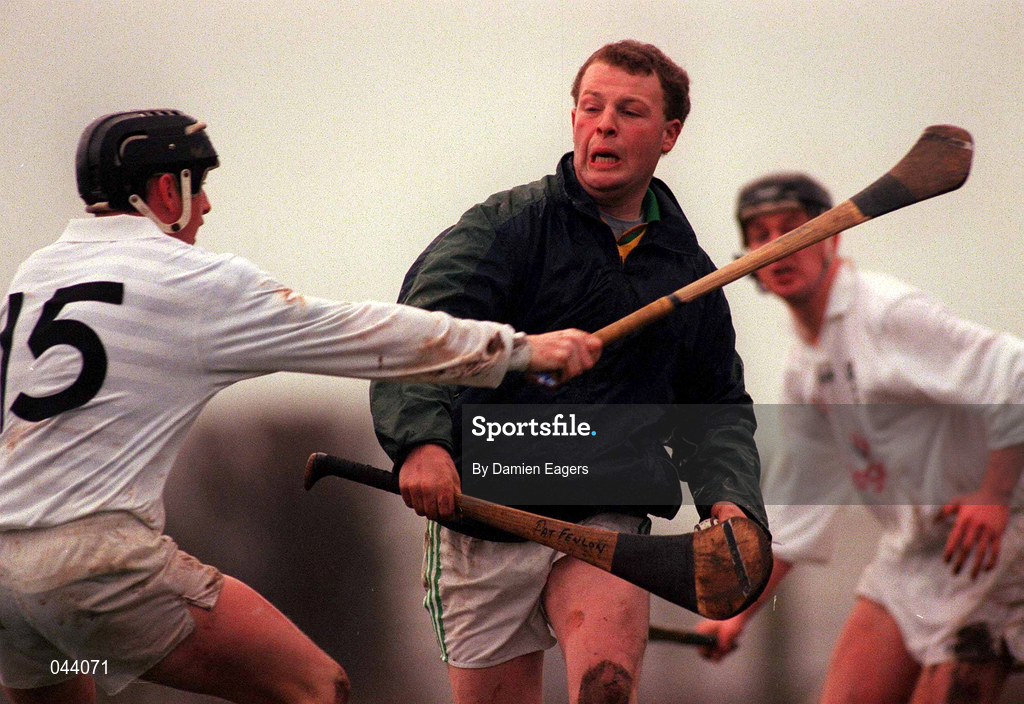 30 January 2000; Pat Fenlon of Carlow in action against Tommy Carter of Kildare during the Keogh Cup match between Kildare and Carlow at Naas GAA Grounds in Kildare. Photo by Damien Eagers/Sportsfile