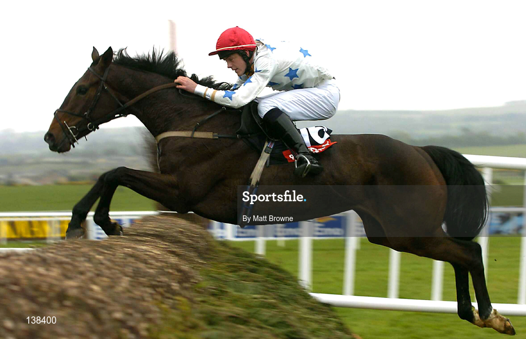 30 April 2004; Take Aim, with Andrew McNamara up, jumps the last on the way to winning the CSL Hospitality Chase at Punchestown Racecourse in Kildare. Photo by Matt Browne/Sportsfile