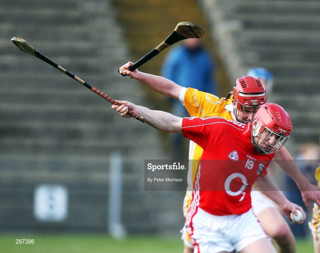 16 March 2008; John Kirwan, Cork, in action against Aidan Gallagher, Antrim. Allianz National Hurling League, Division 1A, Round 4, Antrim v Cork, Casement Park, Belfast, Co. Antrim. Picture credit; Peter Morrison / SPORTSFILE