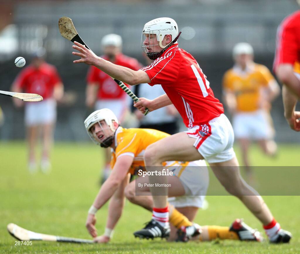 16 March 2008; Kevin Canty, Cork, in action against Neill Mc Garry,  Antrim. Allianz National Hurling League, Division 1A, Round 4, Antrim v Cork, Casement Park, Belfast, Co. Antrim. Picture credit; Peter Morrison / SPORTSFILE