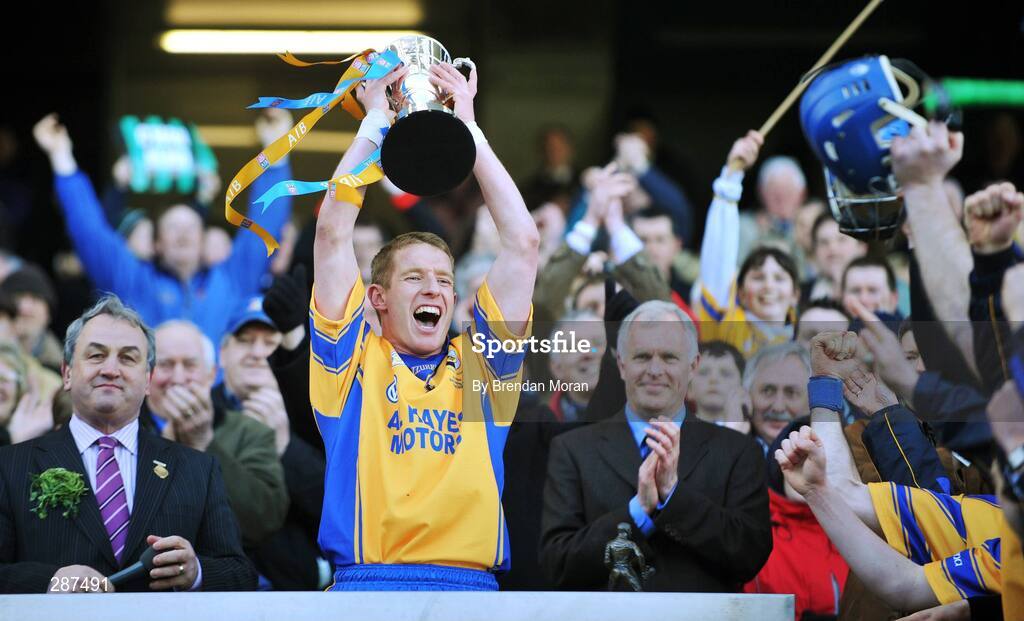 17 March 2008; Portumna captain Ollie Canning lifts the Tommy Moore cup after the game. AIB All-Ireland Club Hurling Final - Portumna v Birr, Croke Park, Dublin. Picture credit; Brendan Moran / SPORTSFILE *** Local Caption ***