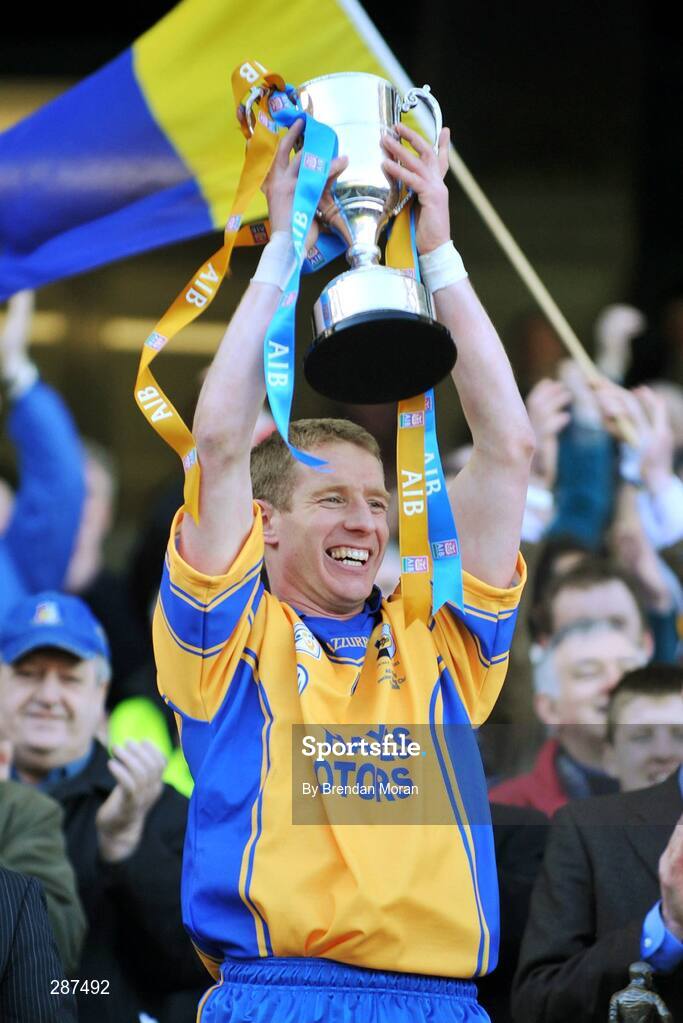 17 March 2008; Portumna captain Ollie Canning lifts the Tommy Moore cup after the game. AIB All-Ireland Club Hurling Final - Portumna v Birr, Croke Park, Dublin. Picture credit; Brendan Moran / SPORTSFILE