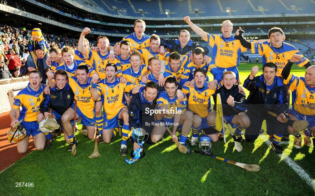 17 March 2008; The Portumna squad celebrate with the Tommy Moore cup after victory over Birr. AIB All-Ireland Club Hurling Final - Portumna v Birr, Croke Park, Dublin. Picture credit; Ray McManus / SPORTSFILE