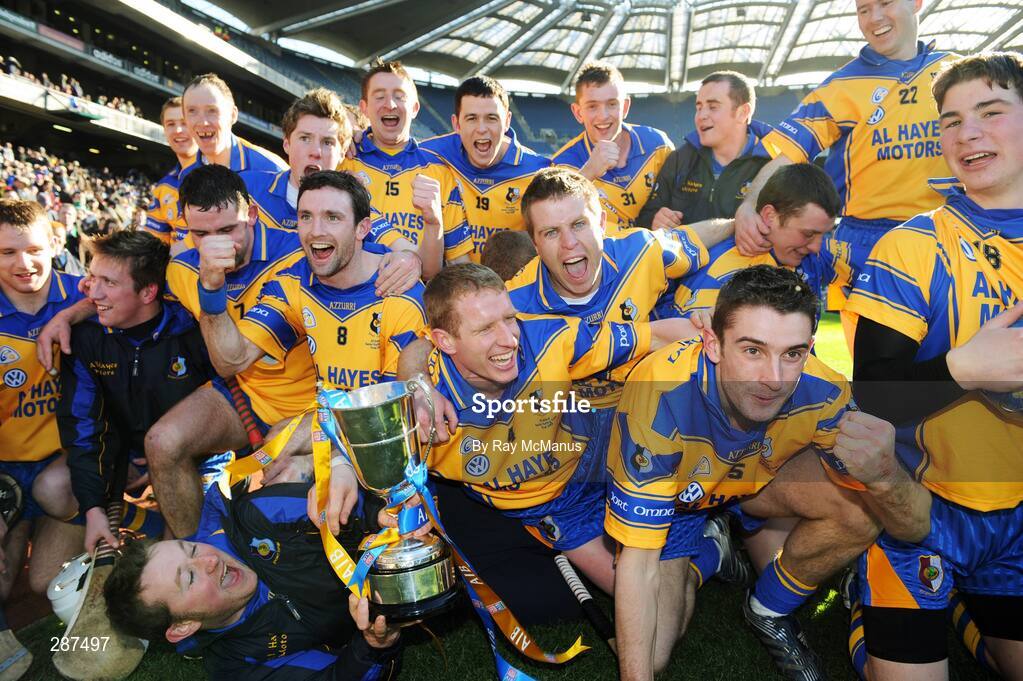 17 March 2008; The Portumna squad celebrate with the Tommy Moore cup after victory over Birr. AIB All-Ireland Club Hurling Final - Portumna v Birr, Croke Park, Dublin. Picture credit; Ray McManus / SPORTSFILE