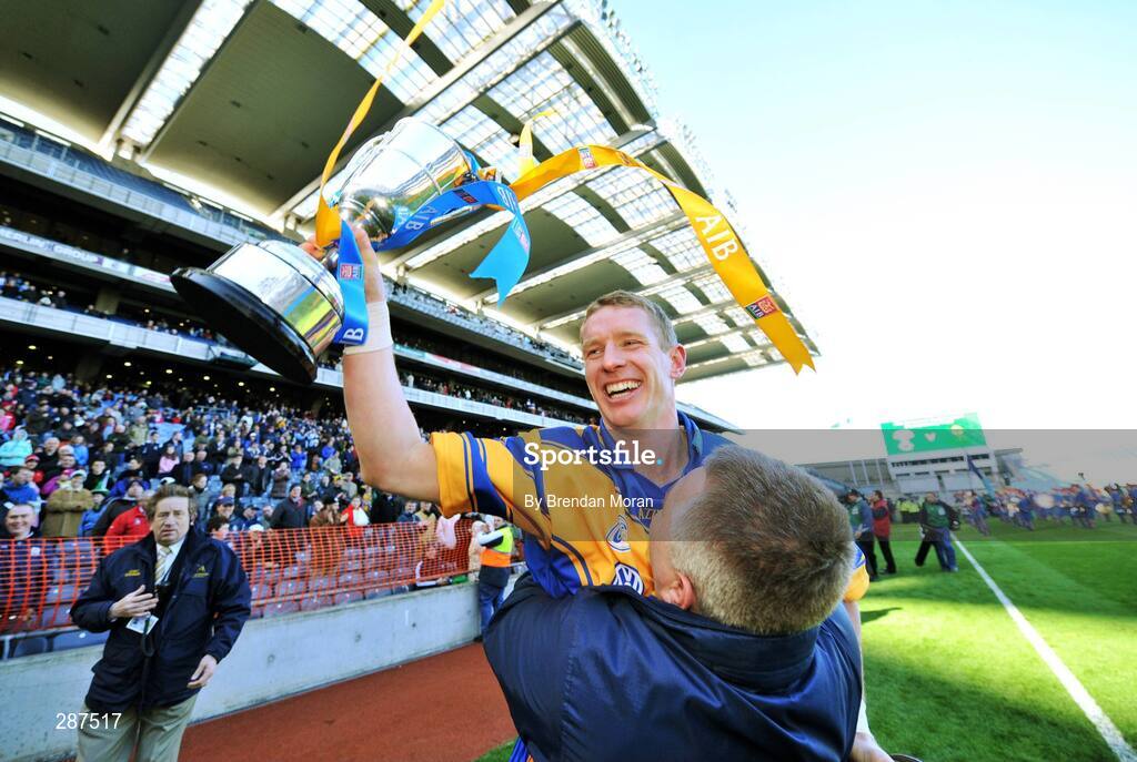 17 March 2008; Portumna captain Ollie Canning celebrates with the Tommy Moore cup after the game. AIB All-Ireland Club Hurling Final - Portumna v Birr, Croke Park, Dublin. Picture credit; Brendan Moran / SPORTSFILE *** Local Caption ***
