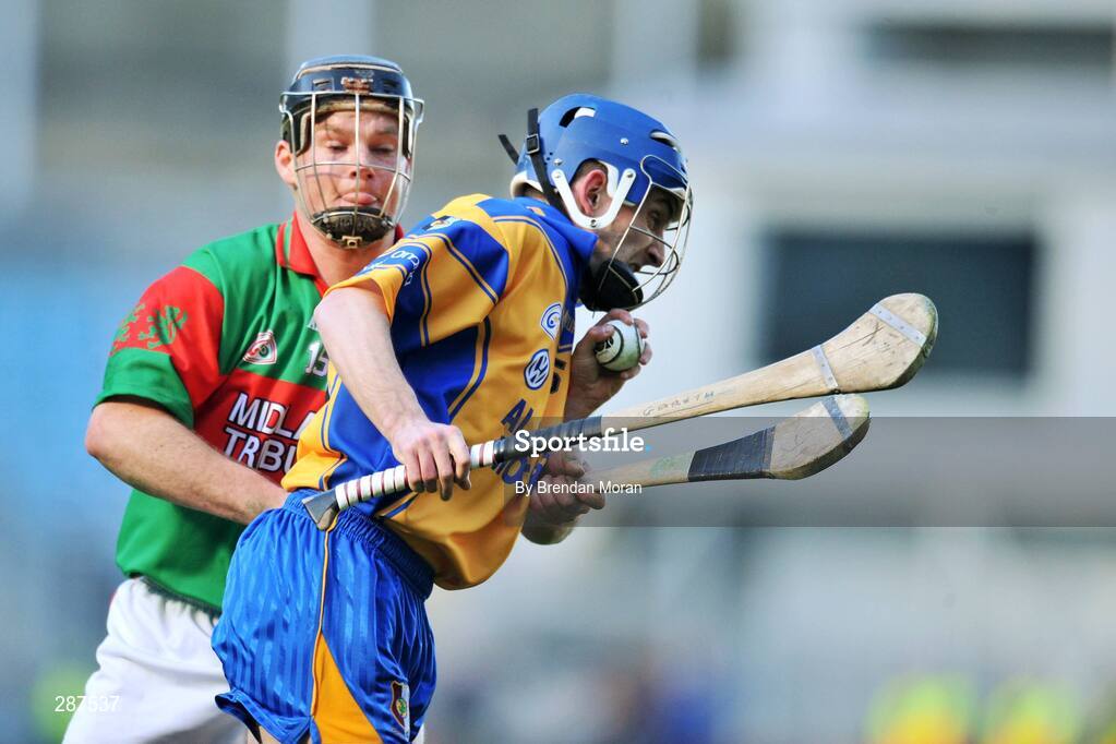 17 March 2008; Gareth Heagney, Portumna, in action against Stephen Brown, Birr. AIB All-Ireland Club Hurling Final - Portumna v Birr, Croke Park, Dublin. Picture credit; Brendan Moran / SPORTSFILE *** Local Caption ***