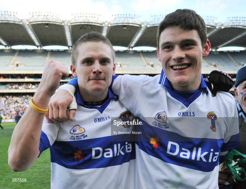 17 March 2008; St Vincent's captain Mossy Quinn, left, and Diarmuid Connolly celebrate after the game. AIB All-Ireland Club Football Final - St Vincent's v Nemo Rangers, Croke Park, Dublin. Picture credit; Brendan Moran / SPORTSFILE