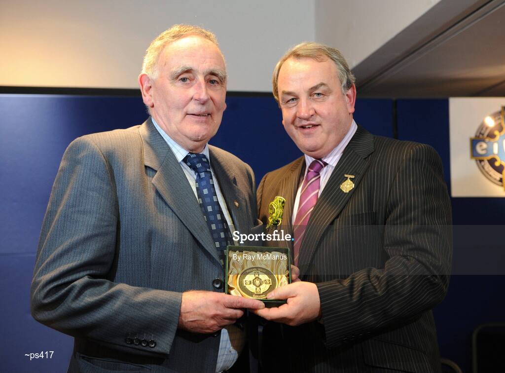 17 March 2008; Michael Kelly, Galway, is presented with a GAA President's Award by GAA President Nickey Brennan. GAA President's Awards 2008, Croke Park, Dublin. Picture credit; Ray McManus / SPORTSFILE