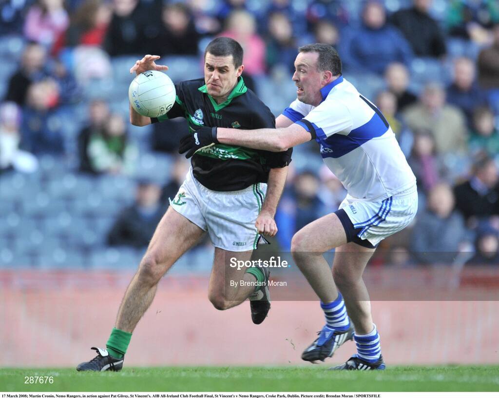 17 March 2008; Martin Cronin, Nemo Rangers, in action against Pat Gilroy, St Vincent's. AIB All-Ireland Club Football Final, St Vincent's v Nemo Rangers, Croke Park, Dublin. Picture credit; Brendan Moran / SPORTSFILE