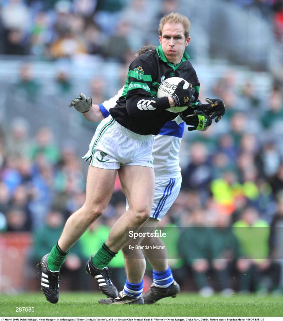 17 March 2008; Dylan Mehigan, Nemo Rangers, in action against Timmy Doyle, St Vincent's. AIB All-Ireland Club Football Final, St Vincent's v Nemo Rangers, Croke Park, Dublin. Picture credit; Brendan Moran / SPORTSFILE
