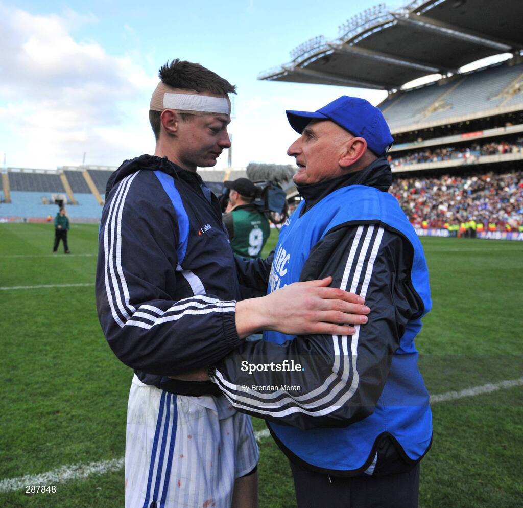 17 March 2008; St Vincent's manager Mickey Whelan, right, with Hugh Coghlan after the game. AIB All-Ireland Club Football Final - St Vincent's v Nemo Rangers, Croke Park, Dublin. Picture credit; Brendan Moran / SPORTSFILE