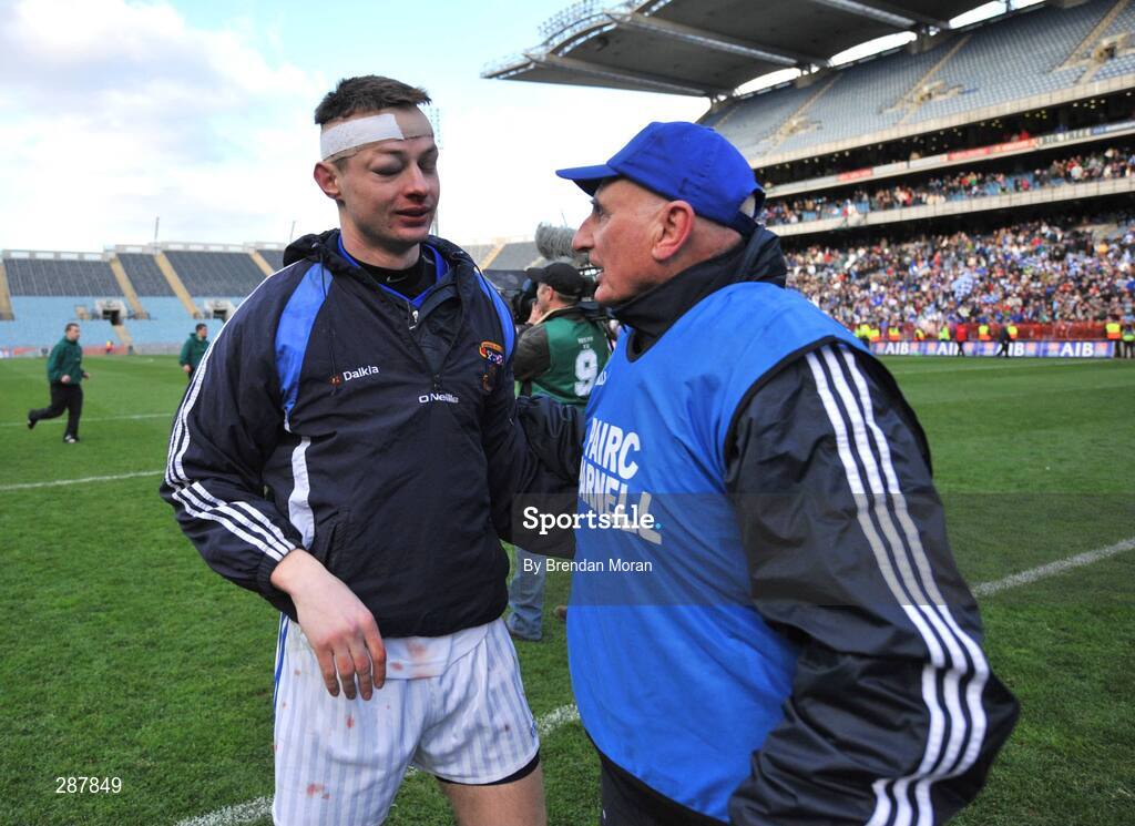 17 March 2008; St Vincent's manager Mickey Whelan, right, with Hugh Coghlan after the game. AIB All-Ireland Club Football Final - St Vincent's v Nemo Rangers, Croke Park, Dublin. Picture credit; Brendan Moran / SPORTSFILE