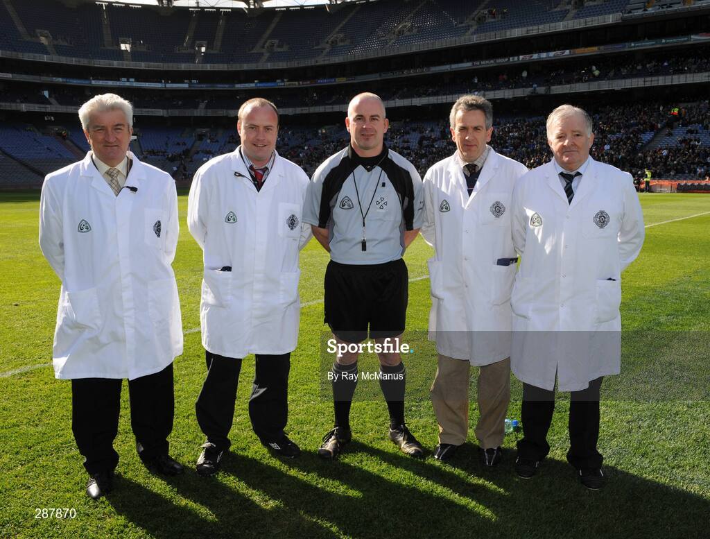 17 March 2008; Referee John Sexton, centre, with his umpires. AIB All-Ireland Club Hurling Final, Portumna v Birr, Croke Park, Dublin. Picture credit; Ray McManus / SPORTSFILE