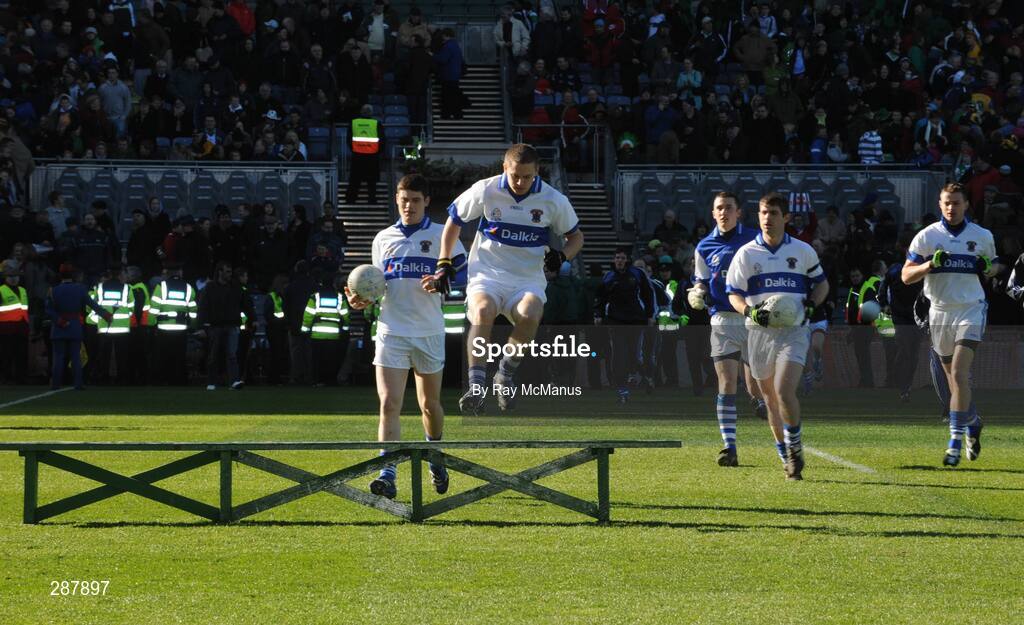 17 March 2008; St Vincents' Tomas Quinn leads his team out for the team photograph. AIB All-Ireland Club Football Final, St Vincents v Nemo Rangers, Croke Park, Dublin. Picture credit; Ray McManus / SPORTSFILE