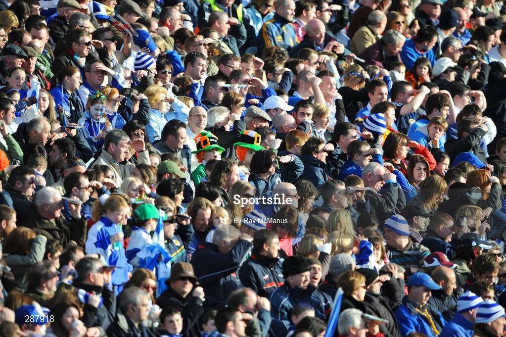 17 March 2008; St Vincents supporters watch the game. AIB All-Ireland Club Football Final, St Vincents v Nemo Rangers, Croke Park, Dublin. Picture credit; Ray McManus / SPORTSFILE