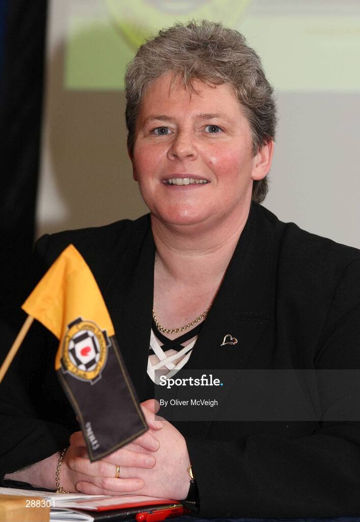 23 February 2008;Antrim's Catherine O'Hara formally launched her bid to be elected as President of the Camogie Association at the recent Ulster GAA Convention.Catherine has already been endorsed as a candidate by the Ulster camogie convention. Ulster Council Convention, Canal Court Hotel, Newry, Co. Down. Picture credit; Oliver McVeigh / SPORTSFILE