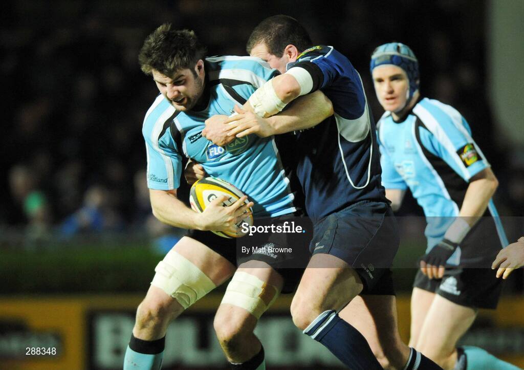 21 March 2008; John Beattie, Glasgow Warriors, is tackled by Shane Jennings, Leinster. Magners League, Leinster v Glasgow Warriors, RDS, Ballsbridge, Dublin. Picture credit; Matt Browne / SPORTSFILE