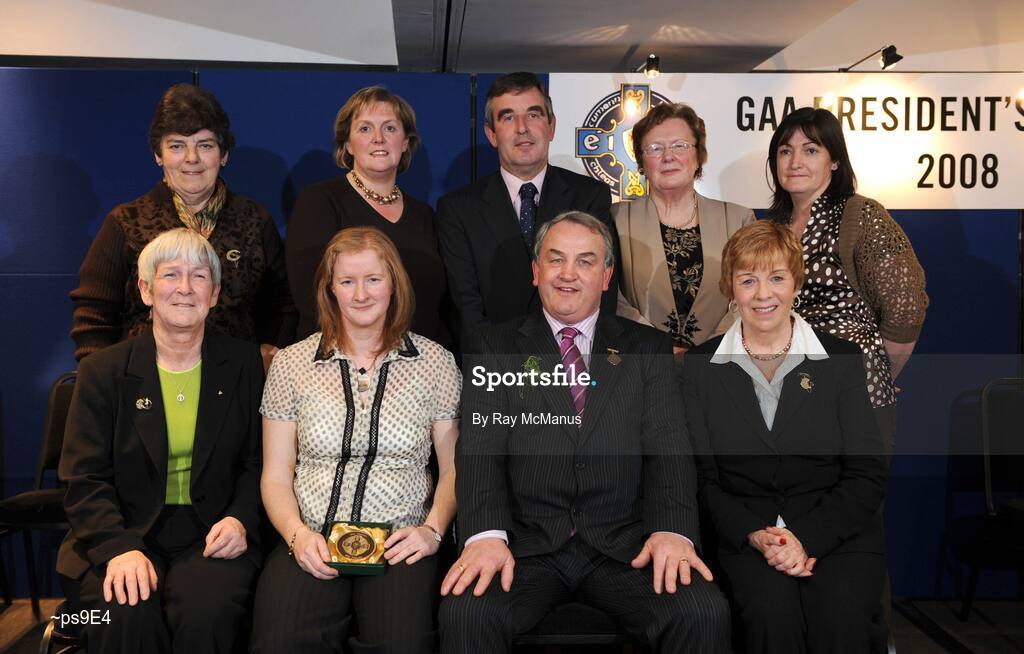 17 March 2008; Una Kearney, Armagh, is presented with a GAA President's Award by GAA President Nickey Brennan. GAA President's Awards 2008, Croke Park, Dublin. Picture credit; Ray McManus / SPORTSFILE
