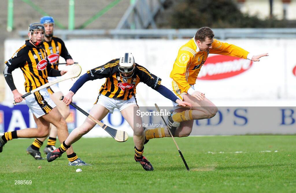 23 March 2008; Eoin McGrath, Kilkenny, in action against Paddy Richmond, Antrim. Allianz National Hurling League, Division 1A, Round 5, Kilkenny v Antrim, Nowlan Park, Kilkenny. Picture credit; Pat Murphy / SPORTSFILE