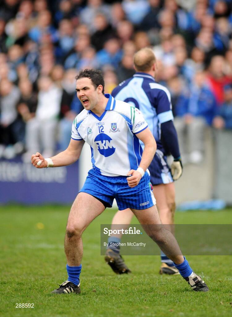 23 March 2008; Paul Finlay, Monaghan, celebrates after converting an injury time free to level the game. Allianz National Football League, Division 2, Round 4, Dublin v Monaghan, Parnell Park, Dublin. Picture credit; Stephen McCarthy / SPORTSFILE