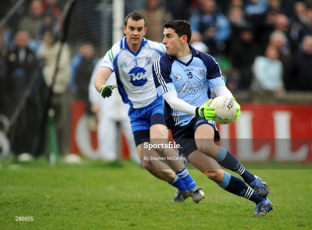 23 March 2008; Barnard Brogan, Dublin, in action against John Paul Mone, Monaghan. Allianz National Football League, Division 2, Round 4, Dublin v Monaghan, Parnell Park, Dublin. Picture credit; Stephen McCarthy / SPORTSFILE
