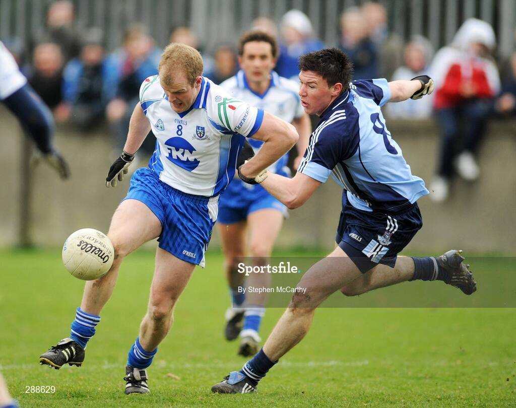 23 March 2008; Dick Clerkin, Monaghan, in action against Éamon Fennell, Dublin. Allianz National Football League, Division 2, Round 4, Dublin v Monaghan, Parnell Park, Dublin. Picture credit; Stephen McCarthy / SPORTSFILE