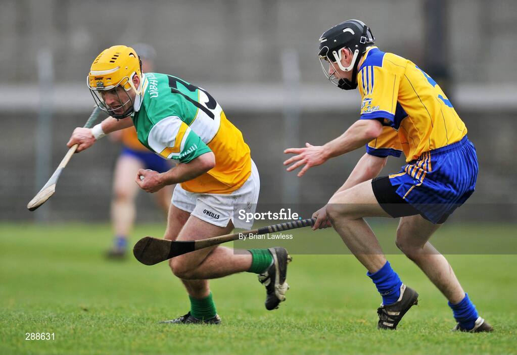 23 March 2008; Brian Carroll, Offaly, in action against Pat Donlon, Clare. Allianz National Hurling League, Division 1A, Round 5, Offaly v Clare, O'Connor Park, Tullamore, Co. Offaly. Picture credit; Brian Lawless / SPORTSFILE