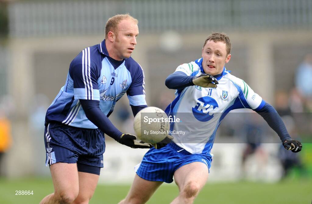 23 March 2008; Shane Ryan, Dublin, in action against Vincent Corey, Monaghan. Allianz National Football League, Division 2, Round 4, Dublin v Monaghan, Parnell Park, Dublin. Picture credit; Stephen McCarthy / SPORTSFILE