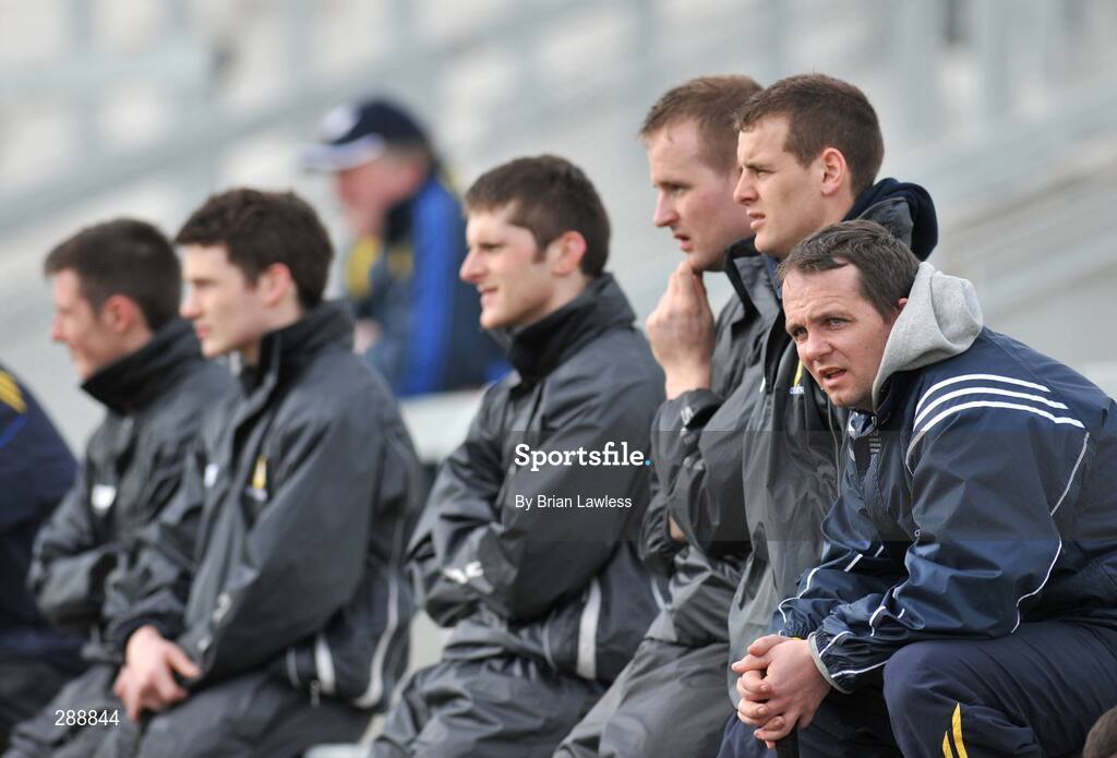 23 March 2008; Clare's Davy Fitzgerald and Clare substitutes look on during the match. Allianz National Hurling League, Division 1A, Round 5, Offaly v Clare, O'Connor Park, Tullamore, Co. Offaly. Picture credit; Brian Lawless / SPORTSFILE