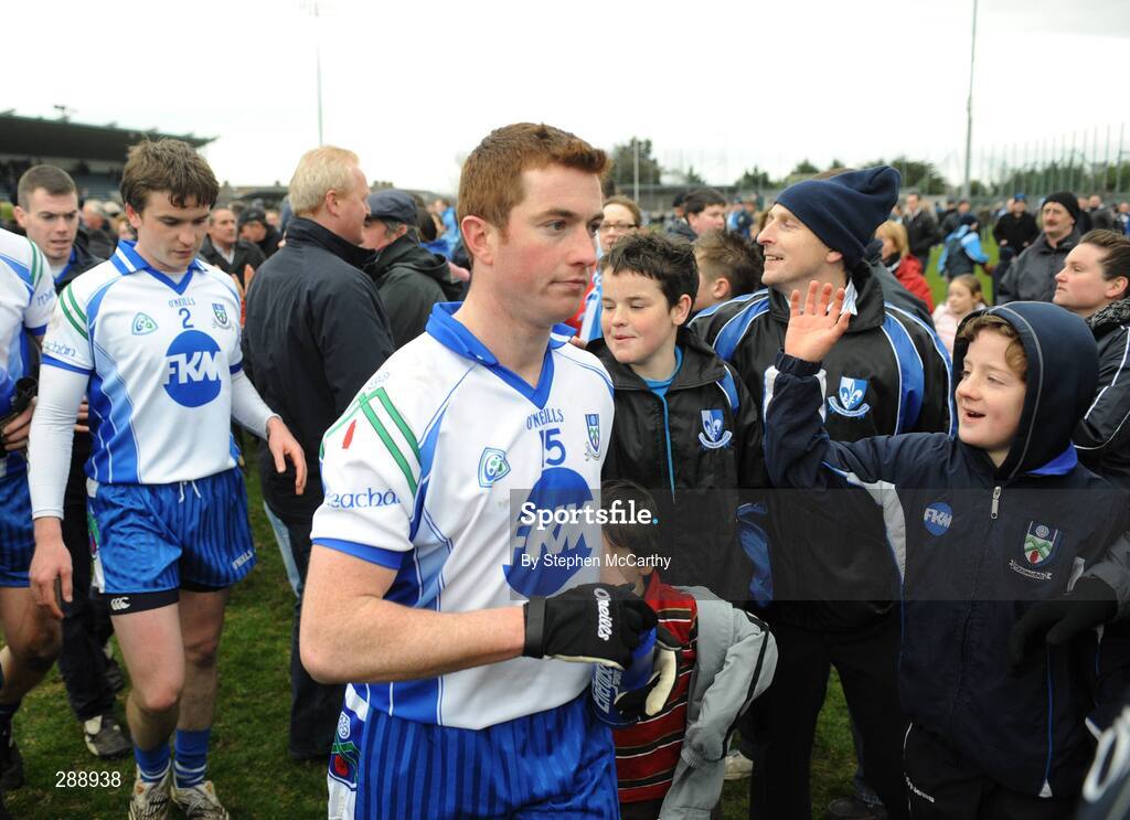 23 March 2008; Tomas Freeman, 5, and Dessie Mone, 2, Monaghan, are applauded off the pitch by their supporters after the game. Allianz National Football League, Division 2, Round 4, Dublin v Monaghan, Parnell Park, Dublin. Picture credit; Stephen McCarthy / SPORTSFILE