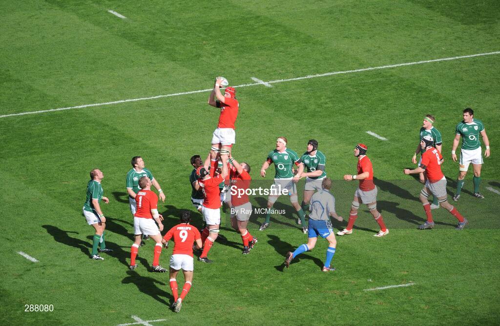 08 March 2008; Wales Alun-Wyn Jones wins possession in the lineout. RBS Six Nations Rugby Championship, Ireland v Wales, Croke Park, Dublin. Picture credit: Ray McManus / SPORTSFILE