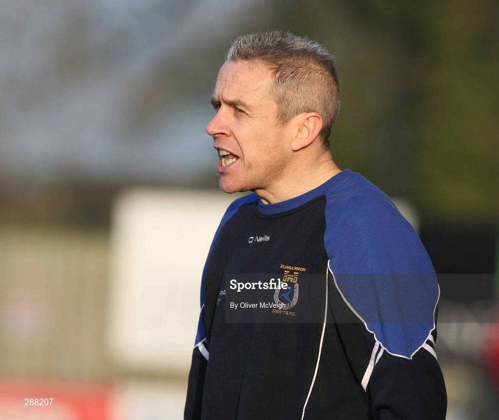 16 February 2008; Dungannon Swifts manager Harry Fay. Carnegie League Premier Division, Dungannon Swifts v Cliftonville, Stangmore Park, Dungannon, Co. Tyrone. Picture credit; Oliver McVeigh / SPORTSFILE