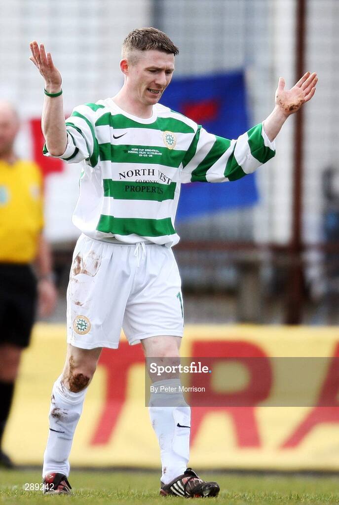 29 March 2008; Donegal Celtic's Paul McVeigh reacts after the final whistle. JJB Sports Irish Cup semi-final, Coleraine v Donegal Celtic, The Showgrounds, Ballymena. Picture credit: Peter Morrison / SPORTSFILE