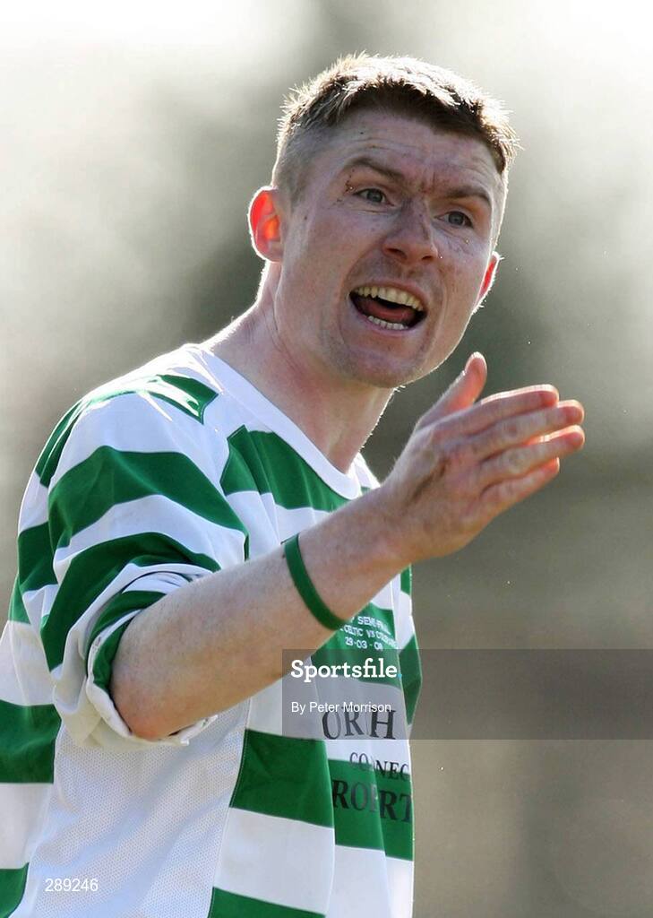 29 March 2008; Donegal Celtic's Paul McVeigh reacts after a missed chance. JJB Sports Irish Cup semi-final, Coleraine v Donegal Celtic, The Showgrounds, Ballymena. Picture credit: Peter Morrison / SPORTSFILE