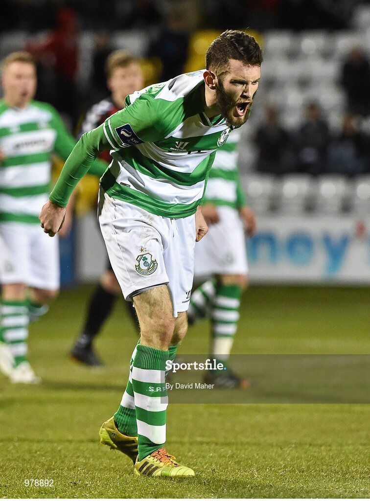 27 March 2015; A disappointed Kieran Marty Waters, Shamrock Rovers, at the end of the game. SSE Airtricity League Premier Division, Shamrock Rovers v Bohemians. Tallaght Stadium, Tallaght, Co. Dublin. Picture credit: David Maher / SPORTSFILE