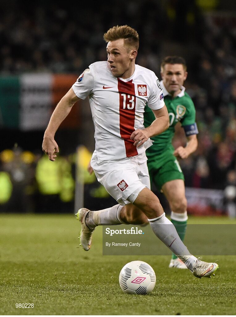 29 March 2015; Maciej Rybus, Poland. UEFA EURO 2016 Championship Qualifier, Group D, Republic of Ireland v Poland. Aviva Stadium, Lansdowne Road, Dublin. Picture credit: Ramsey Cardy / SPORTSFILE