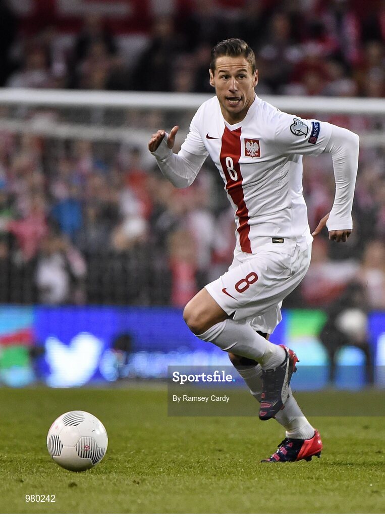 29 March 2015; Grzegorz Krychowiak, Poland. UEFA EURO 2016 Championship Qualifier, Group D, Republic of Ireland v Poland. Aviva Stadium, Lansdowne Road, Dublin. Picture credit: Ramsey Cardy / SPORTSFILE
