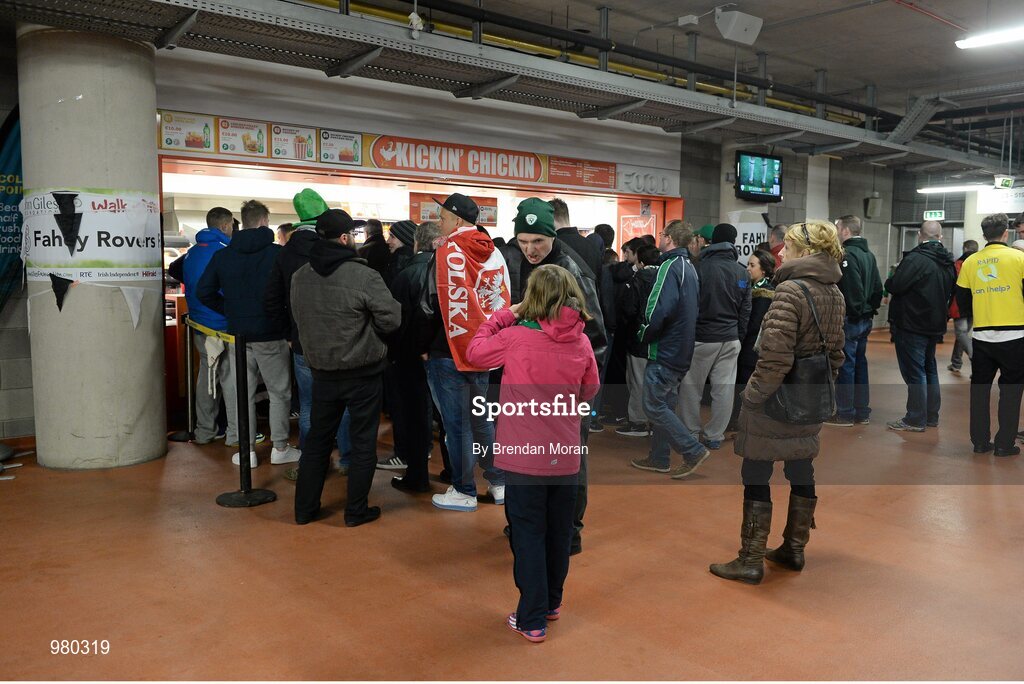 29 March 2015; Supporters queue up at one of the refreshment stands in the stadium before the game. UEFA EURO 2016 Championship Qualifier, Group D, Republic of Ireland v Poland. Aviva Stadium, Lansdowne Road, Dublin. Picture credit: Brendan Moran / SPORTSFILE