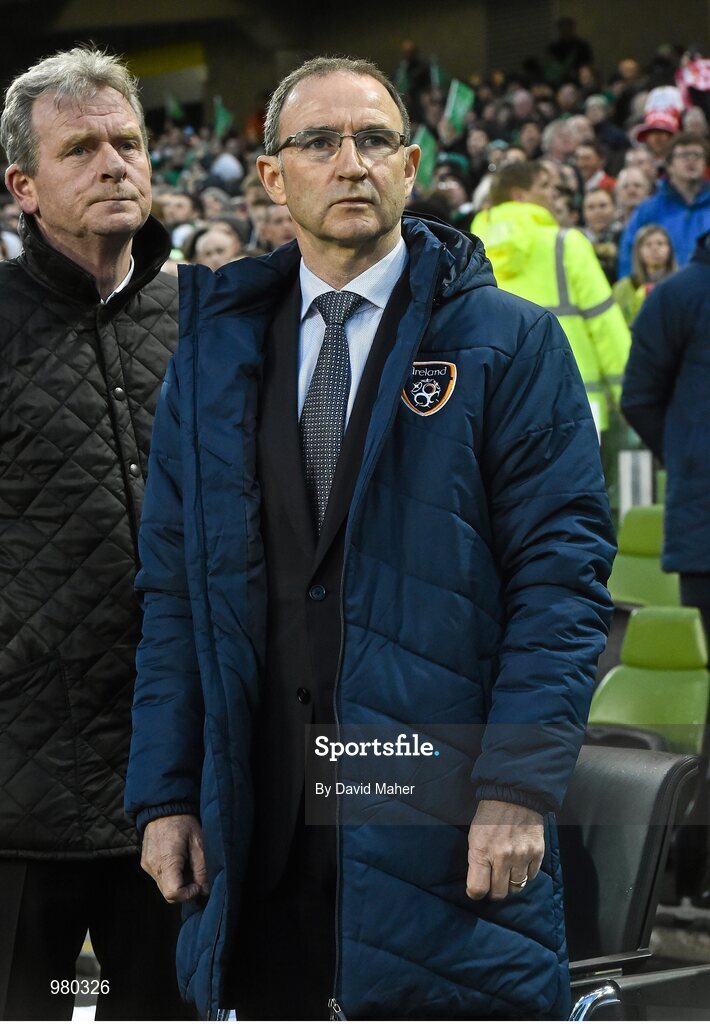 29 March 2015; Martin O'Neill, Republic of Ireland manager, with coach Steve Walford. UEFA EURO 2016 Championship Qualifier, Group D, Republic of Ireland v Poland. Aviva Stadium, Lansdowne Road, Dublin. Picture credit: David Maher / SPORTSFILE