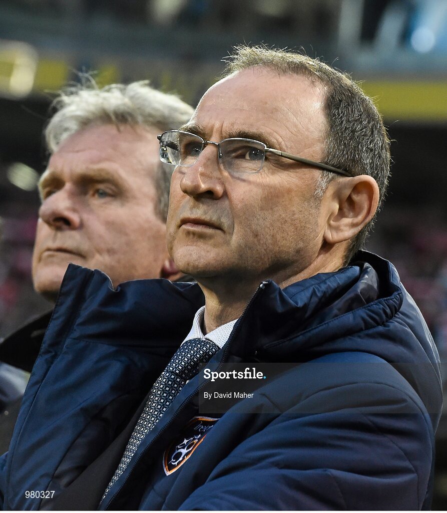 29 March 2015; Martin O'Neill, right, Republic of Ireland manager, with coach Steve Walford. UEFA EURO 2016 Championship Qualifier, Group D, Republic of Ireland v Poland. Aviva Stadium, Lansdowne Road, Dublin. Picture credit: David Maher / SPORTSFILE