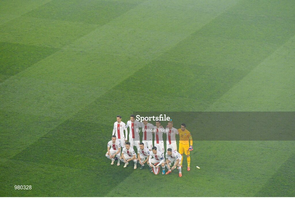 29 March 2015; The Poland team pose for a team photograph before the game. UEFA EURO 2016 Championship Qualifier, Group D, Republic of Ireland v Poland. Aviva Stadium, Lansdowne Road, Dublin. Picture credit: Brendan Moran / SPORTSFILE