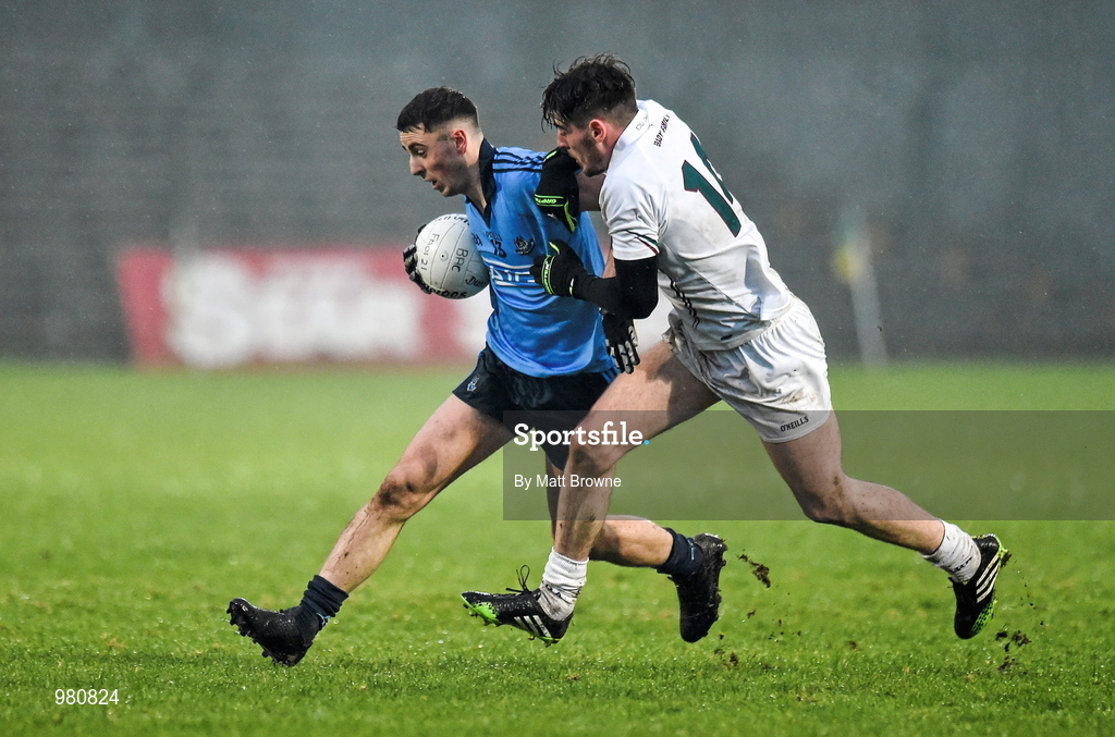 2 April 2015; Cormac Costello, Dublin, in action against Mark Sherry, Kildare. EirGrid Leinster U21 Football Championship Final, Dublin v Kildare. Páirc Táilteann, Navan, Co. Meath. Picture credit: Matt Browne / SPORTSFILE