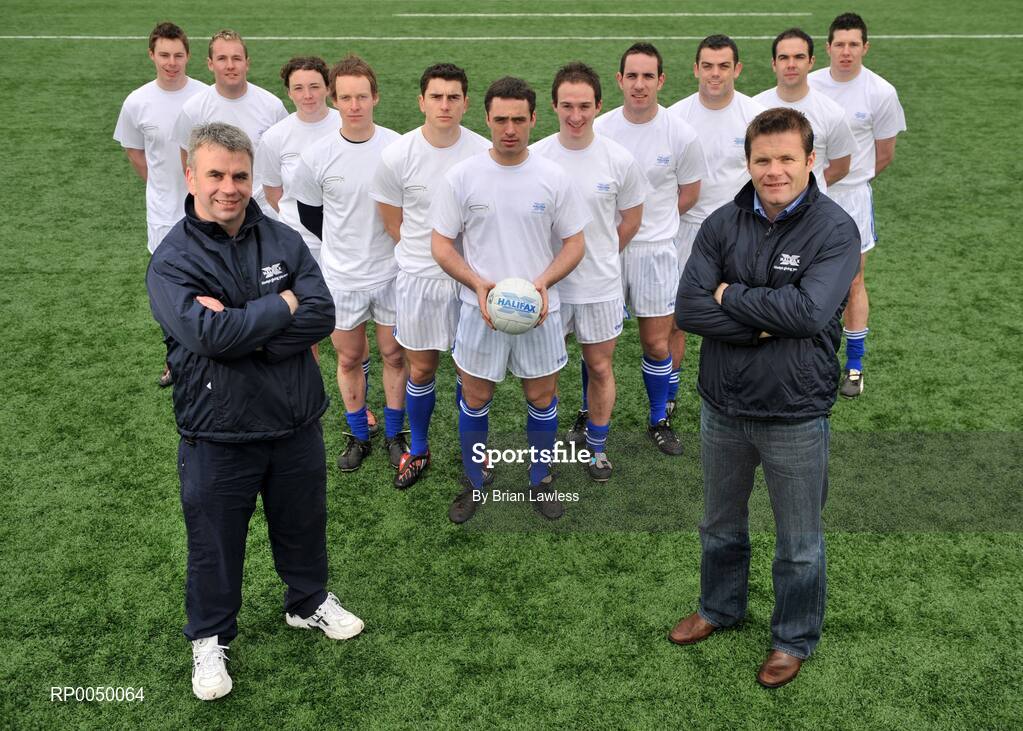 8 April 2008; Halifax has unveiled ten top inter-county stars as Brand Ambassadors to support the Halifax GaelicPerformance Summer Camps in 2008. The role of the ambassadors will include attending the camps and developing a specially designed Gaelic Skills training poster for children as well as other initiatives to be launched over the coming month. The ambassadors are, from left, Stephen Bray, Meath, James Masters, Cork, Cliodhna O'Connor, Dublin, Dermot McArdle, Monaghan, Bernard Brogan, Dublin, Alan Kerins, Galway, Alan Dillon, Mayo, Declan O'Sullivan, Kerry, Paul Casey, Dublin, Paul Finlay, Monaghan, Sean Cavanagh, Tyrone, with Gabriel Bannigan, Head of Retail and Intermediary at Bank of Scotland, and Dessie Farrell, Chief Executive, GPA. University College Dublin, Belfield, Dublin. Picture credit: Brian Lawless / SPORTSFILE