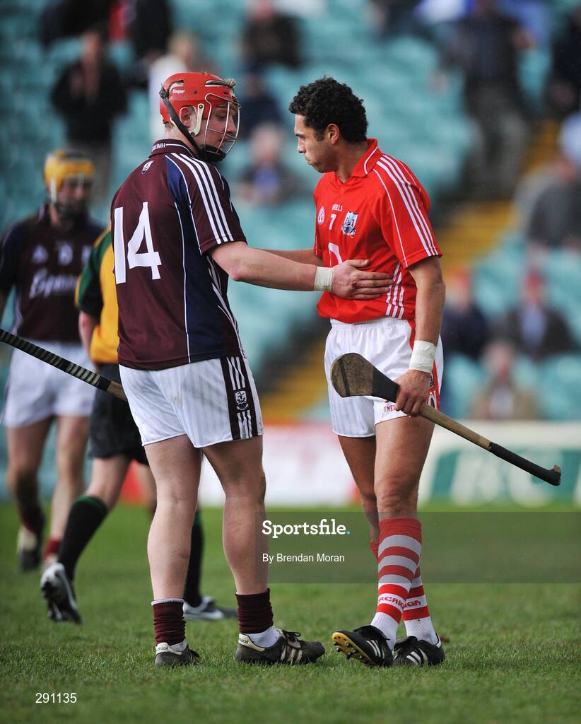 13 April 2008; Galway's Joe Canning and Cork's Sean Og O hAilpin after the final whistle. Allianz National Hurling League, Division 1, semi-final, Cork v Galway, Gaelic Grounds, Limerick. Picture credit: Brendan Moran / SPORTSFILE