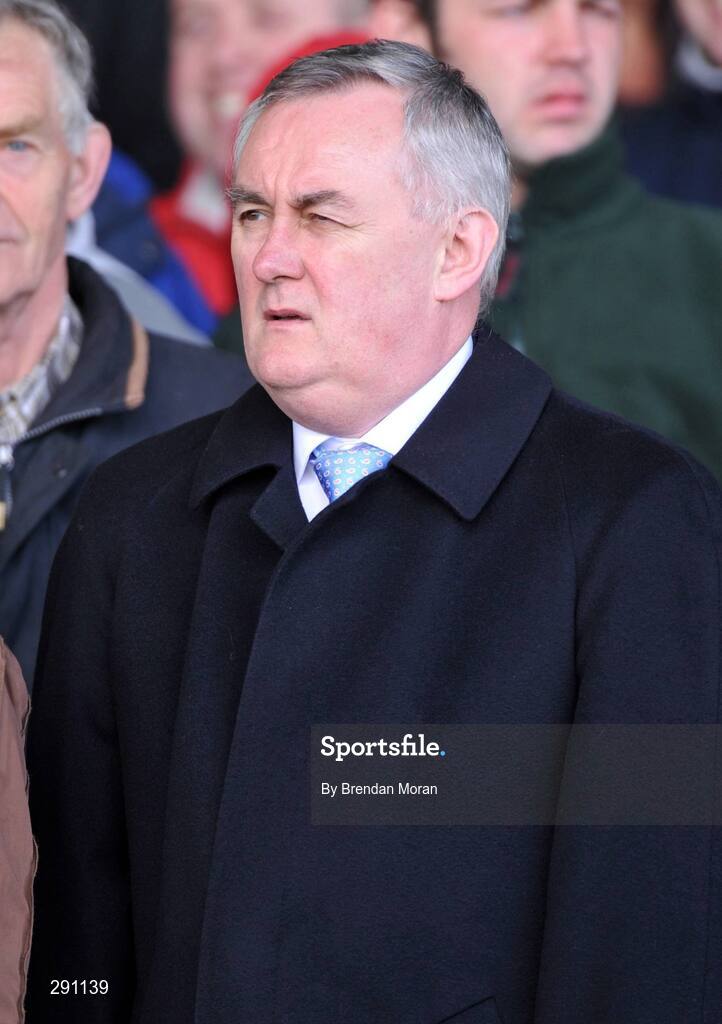 13 April 2008; President elect of the GAA Christy Cooney stands for a minute silence before the game in memory of the late Dr. Patrick Hillery, former President of Ireland. Allianz National Hurling League, Division 1, semi-final, Cork v Galway, Gaelic Grounds, Limerick. Picture credit: Brendan Moran / SPORTSFILE