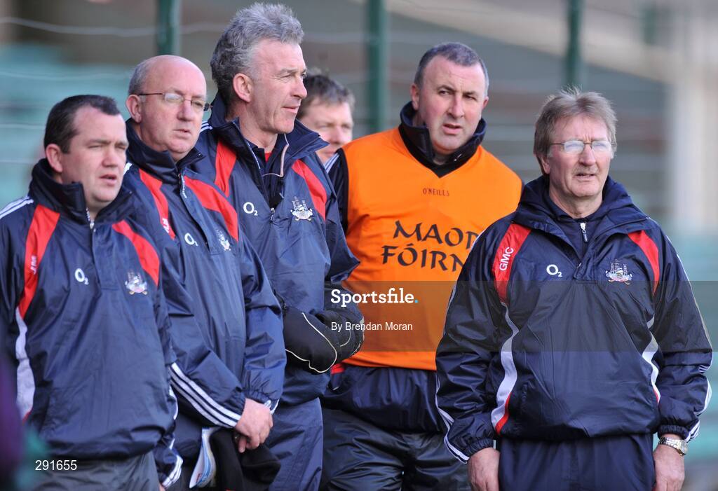 13 April 2008;  The Cork management team, from left, John Mortell, Martin Bowen, Donal Collins, Ger Fitzgerald and manager Gerald McCarthy. Allianz National Hurling League, Division 1, semi-final, Cork v Galway, Gaelic Grounds, Limerick. Picture credit: Brendan Moran / SPORTSFILE