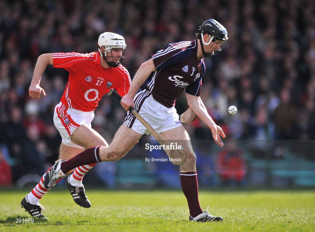 13 April 2008; Ton Og Regan, Galway, in action against Patrick Cronin, Cork. Allianz National Hurling League, Division 1, semi-final, Cork v Galway, Gaelic Grounds, Limerick. Picture credit: Brendan Moran / SPORTSFILE